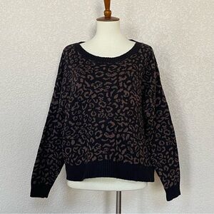 NWOT Free People black and brown leopard print “cool cat” pullover sweater 🐆